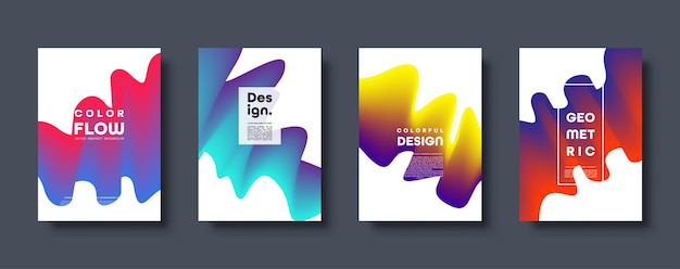 Abstrakt, trendy geometrisk bakgrunn med flytende gradient i fargerik blå, rød, gul og grønn dynamikk