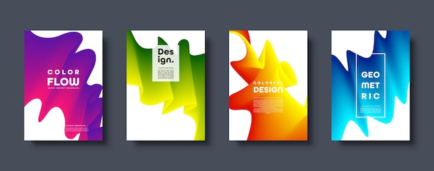Abstrakt, trendy geometrisk bakgrunn med flytende gradient i fargerik blå, rød, gul og grønn dynamikk