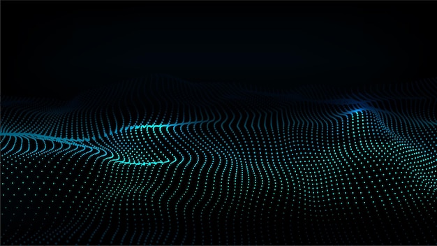 Abstrakte fargebølgedotter på svart bakgrunn 3D Stordata Nettverkstilkobling Teknologi bakgrunn