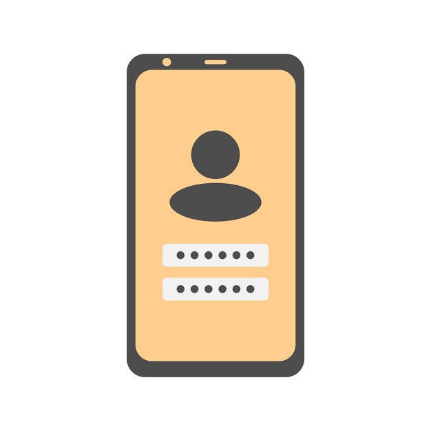 Account login and password form in the smartphone app minimal vector illustration