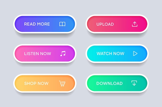 action button click link buttons. add to cart, shop now, download buttons. online shopping icons