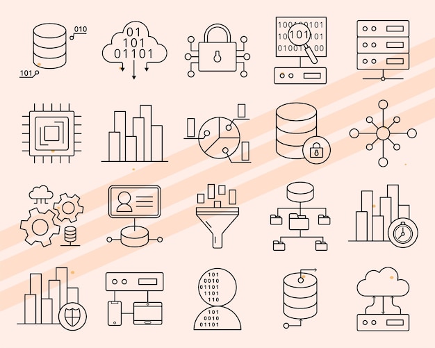 Additional datathemed vector icons featuring various analytical and statistical elements