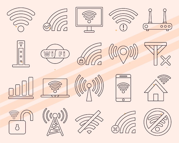 Additional WiFithemed vector icons featuring various connectivity and internet elements