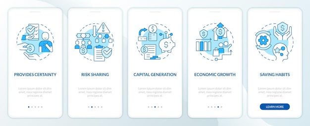 advantages of insurance services blue onboarding mobile app screen
