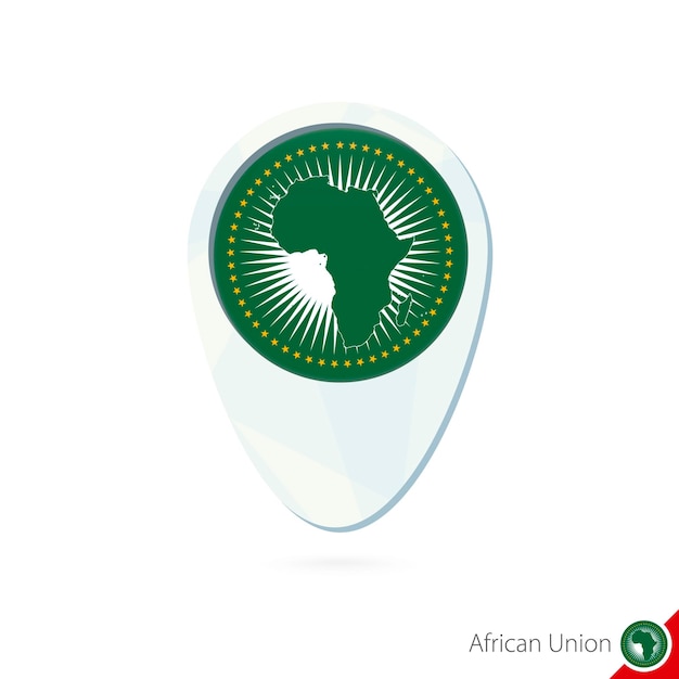 Afrikanske unions flagg lokasjonskart nål ikon på hvit bakgrunn