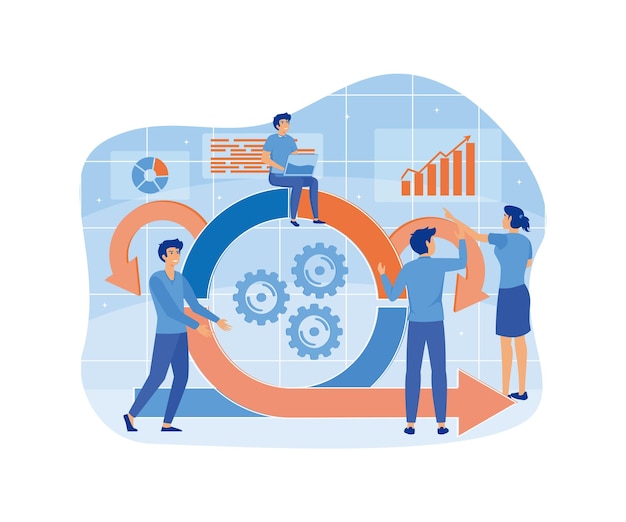 Agile development methodology business concept Agile life cycle for software development diagram Adaptive programming rule cycle and process managing strategy flat vector modern illustration