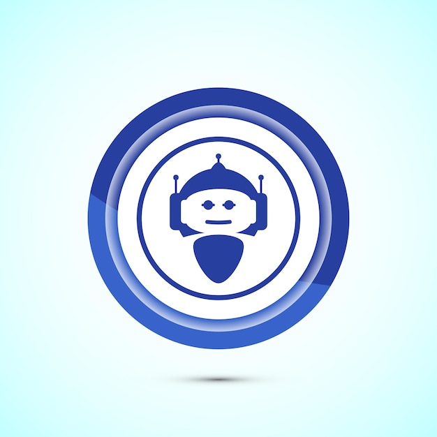 AI assistant icon design illustration Digital or virtual assistant sign Robot icon Blue color button design