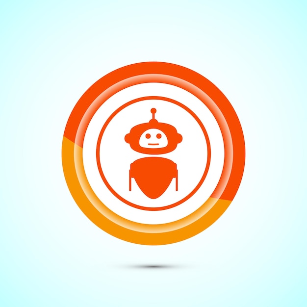 AI assistant icon design illustration Digital or virtual assistant sign Robot icon Orange color button design