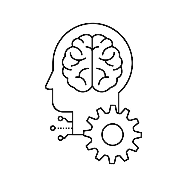 aienhanced human brain for problem solving vector icon design