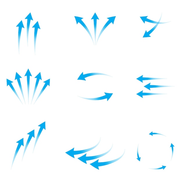 Air flow Set of blue arrows showing direction of air movement