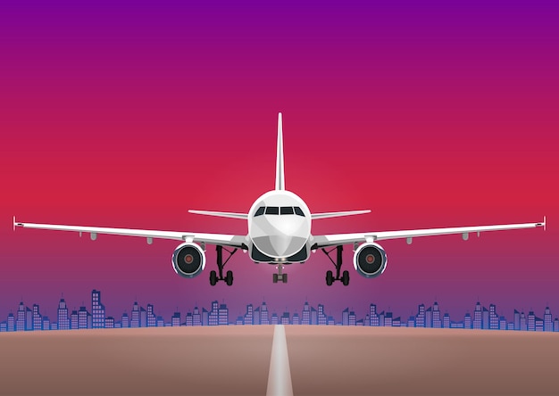 Aircraft vector takeoff plane against the background