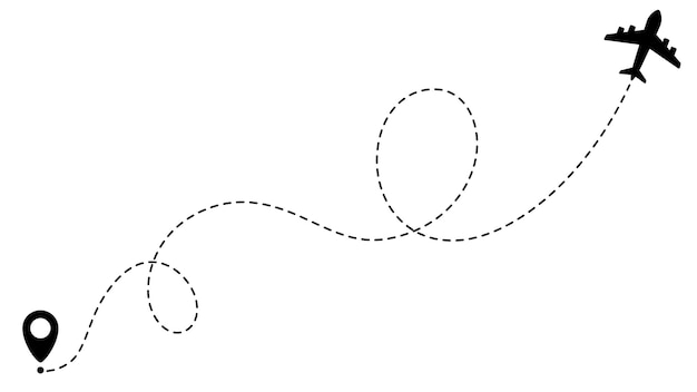 airplane line path routes travel vector icon travel from start point and dotted line tracing
