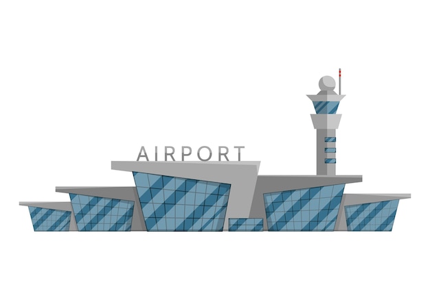 airport building is isolated in the flat style on a white background vector illustration