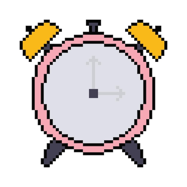Alarm Clock Pixel Art Illustration Icon 8bit