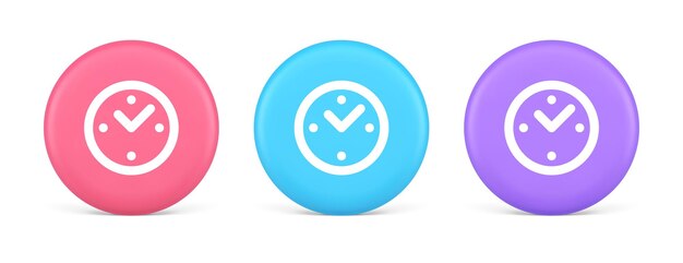 Alarm clock time countdown button deadline measurement 3d realistic icon