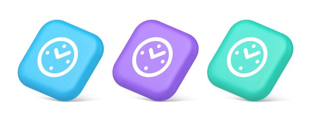 alarm clock time countdown button deadline measurement 3d realistic icons