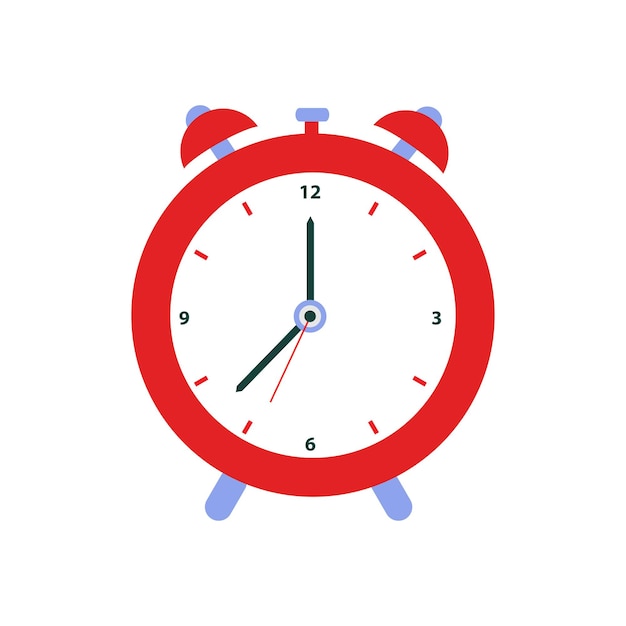Alarm clock wake up time Vector illustration in flat style isolated on white background