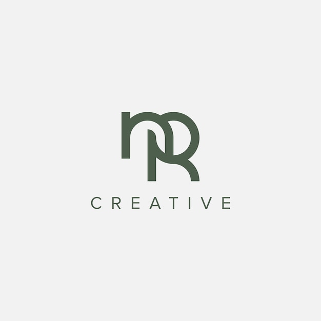 Alphabet letter NR RN logo design template vector