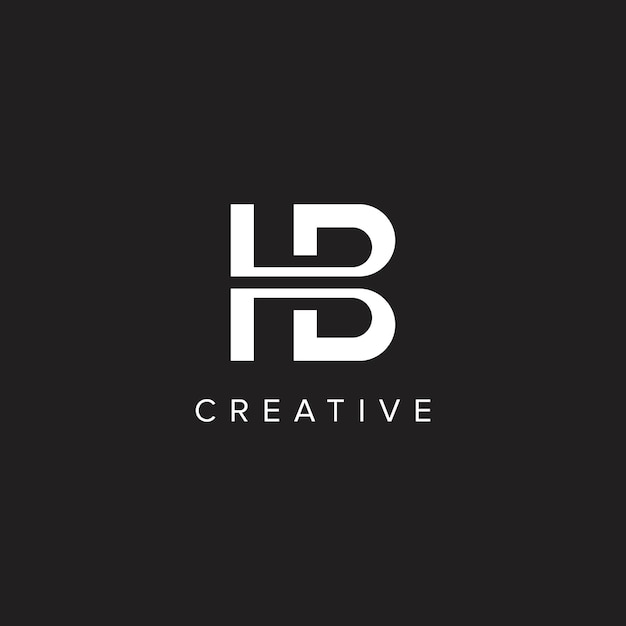 Alphabet Letters HB BH Minimal Logo Initial Based Monogram Icon Vector