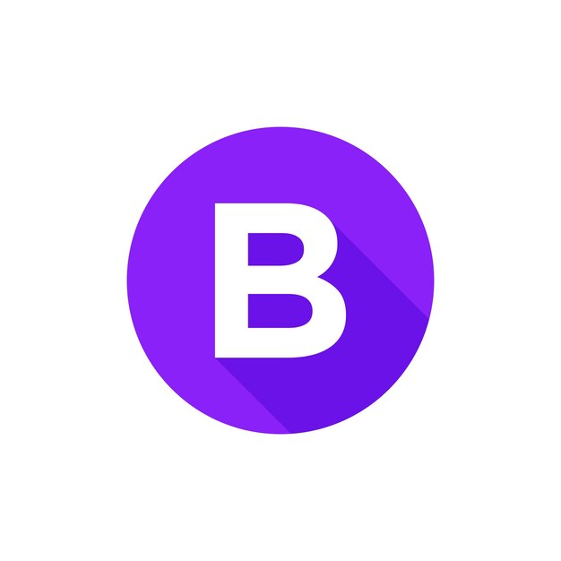 Alphabet Text Symbol Flat Icon B Letter With Long Shadow Sign Template