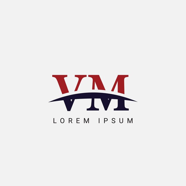 Alphabet VM MV letter modern monogram style logo vector element