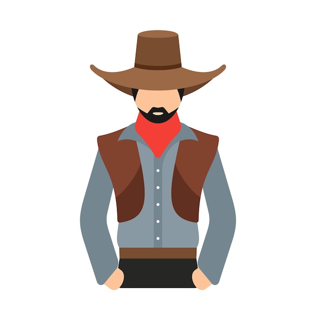 American cowboy. Man in traditional cowboy costume and hat.