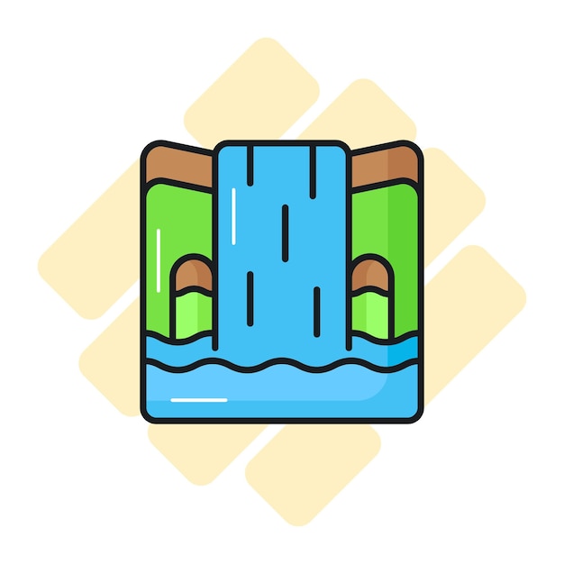 An amazing scene of waterfall in trendy style waterfall over mountain representing scenery vector