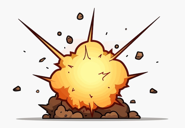 an image of a cartoon explosion rocks on white background in sophisticated illustration