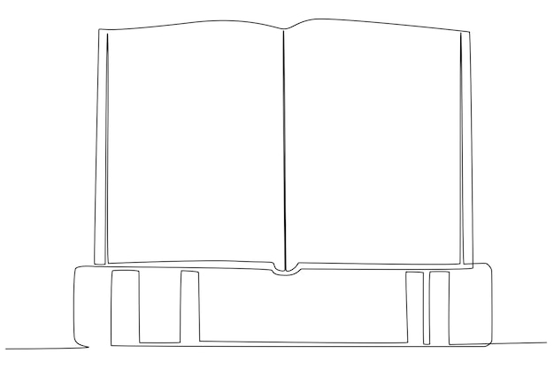 An opened book on the thick closed book for world book day one line art