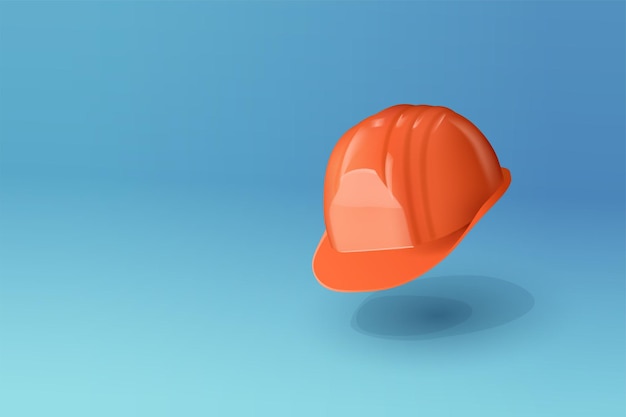 An orange building helmet flying on blue