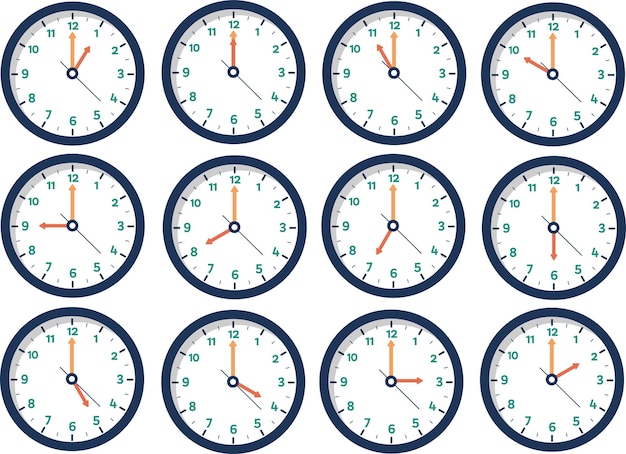 Analog Clock Icon Set Design