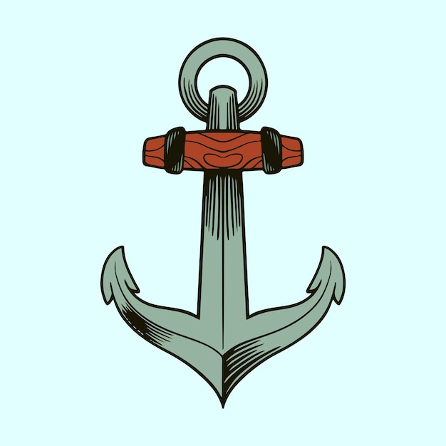 anchor hand drawing vector illustration sea creature element sailor sea ocean animal
