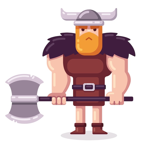 Angry cartoon vector viking with axe