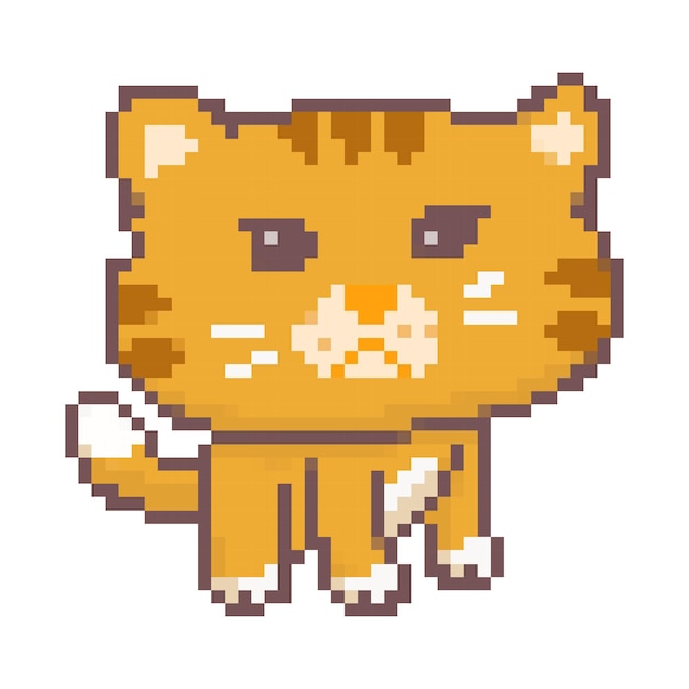 angry cat pixel art cute angry cat big head pixel art style
