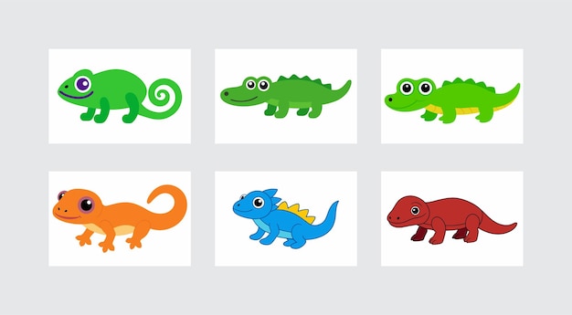 animal vector icons chameleon crocodile gecko alligator iguana amp komodo dragon