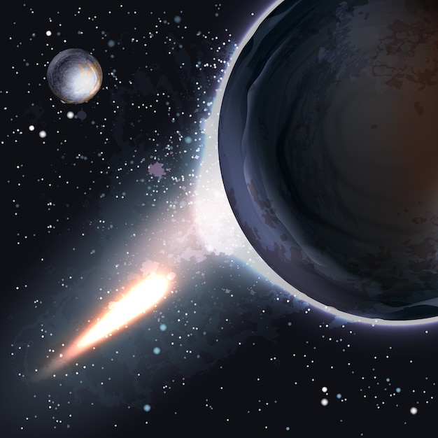 apocalyptic background of attack of planet asteroid impact end of world judgment day