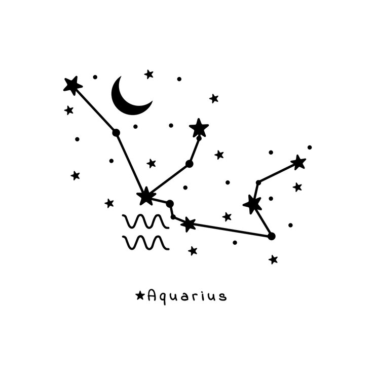 Vektor aquarius star constellation with stars and moon on the white background vector art