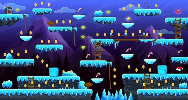 Arcade frozen ice world game level map interface
