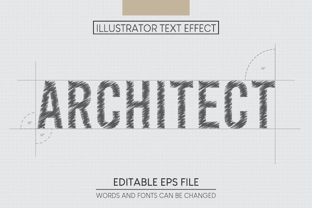 architect drawing text effect editable engineering and architectural text style