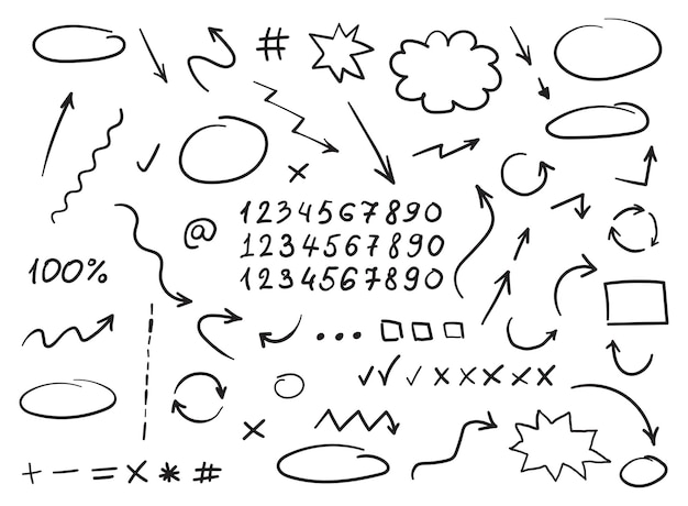 arrow circles and abstract doodle icon in hand drawn style number vector illustration on isolated background letters arrows sign business concept