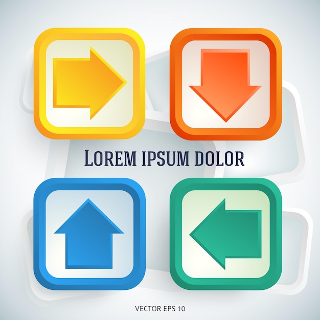 Arrow design element set on white background