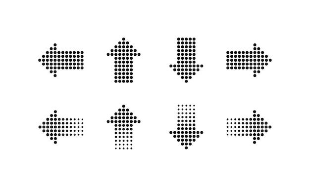 arrow icons made from dots linear a set of arrows in different directions arrows from dots vector icons