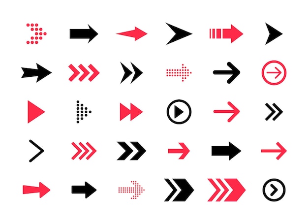 Arrow icons Simple cursors pointers and direction buttons vector illustration
