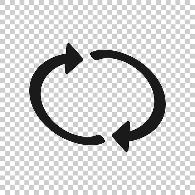 Arrow rotation icon in transparent style Sync action vector illustration on isolated background Refresh button business concept