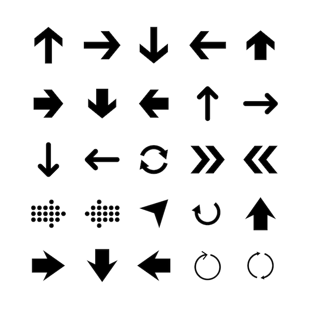 arrow signs icons collection on white background