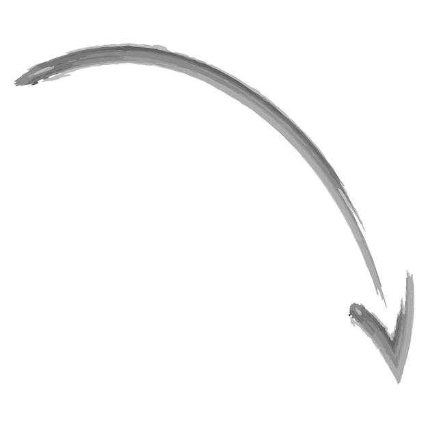 Arrow Sketch The curved pointer is pointing down Hand drawn watercolor signpost Rounded sign