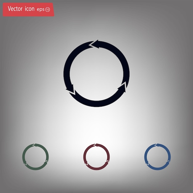 Arrows in a circle recycling symbol Vector illustration on gray background Eps 10