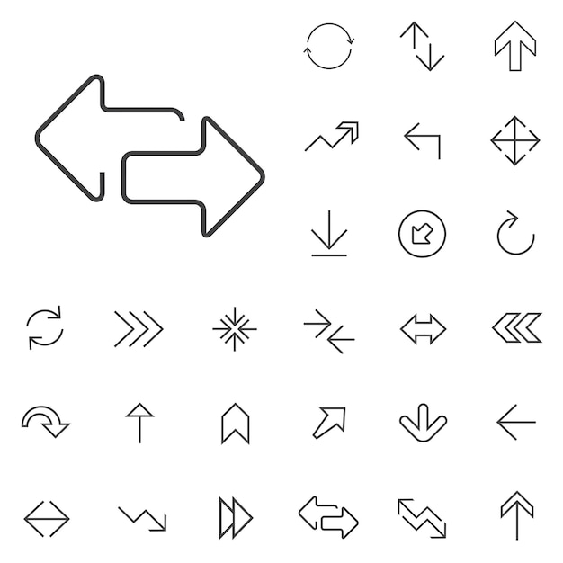 Arrows outline thin flat digital icon setxD