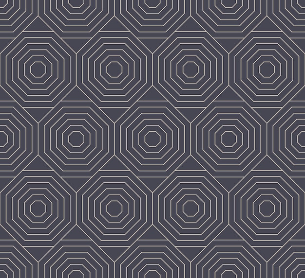 Art Deco Octagons Outline Seamless Pattern Vector Elegant Abstract Background