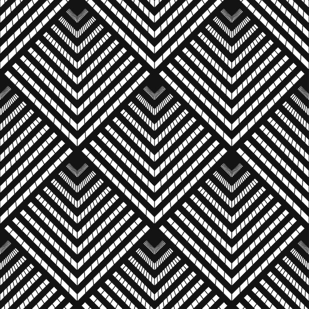 Art Deco pattern Vector black white background Luxury seamless ornament Roaring twenties motif